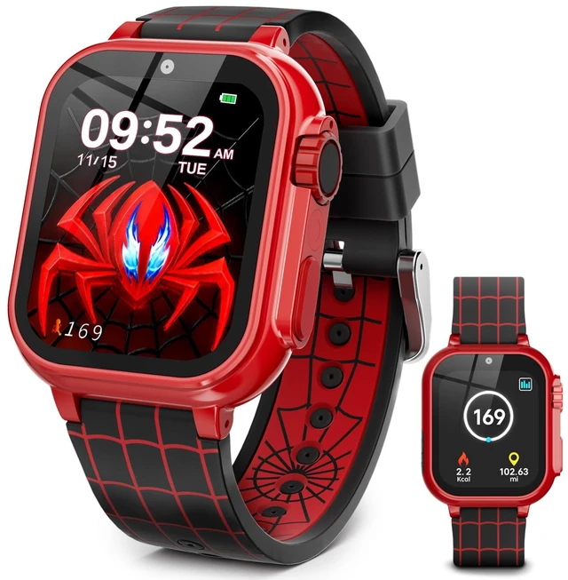 Main image of Kids Smart Watch for Boys Ages 4-12, Camera, 40 Games, Spider Theme | Camera, video, music, pedometer, alarm, flashlight, stopwatch and timer; birthday or Christmas gift for boys ages 4-12