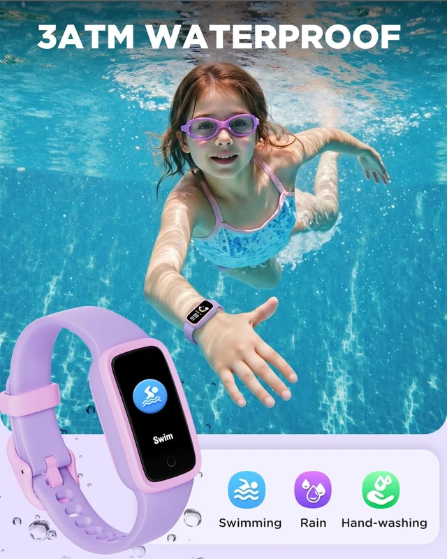 Alt view image 7 of 7 - Vigor Kids Watch Fitness Tracker AMOLED Screen, 3ATM Waterproof | No Phone Needed, Pedometer, Heart Rate, Sleep Monitor, Vibrating Alarm, 10 Sport Modes, E-Pet for Girls Age 5-15, Lilac