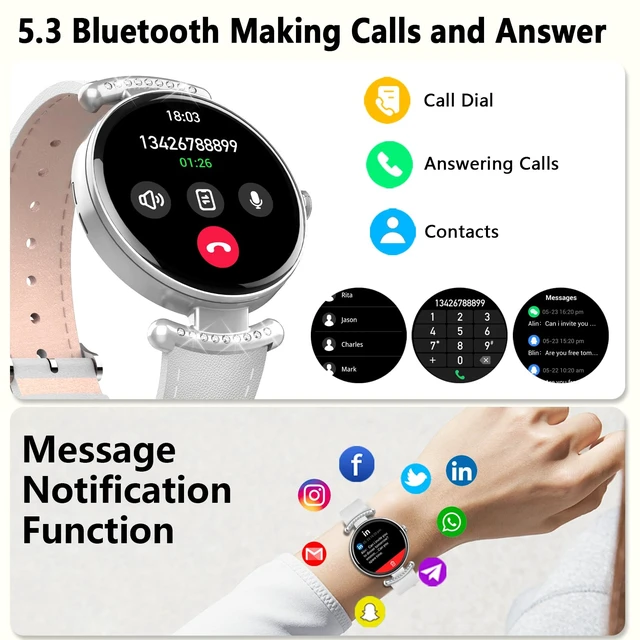Alt view image 2 of 7 - Smart Watches for Women Android iOS, 1.2'' Fitness Trackers with Bluetooth Call (Answer/Make), Smartwatch with Heart Rate,Sleep Monitor, IP68 Waterproof,100+ Sports Mode,White and Silver