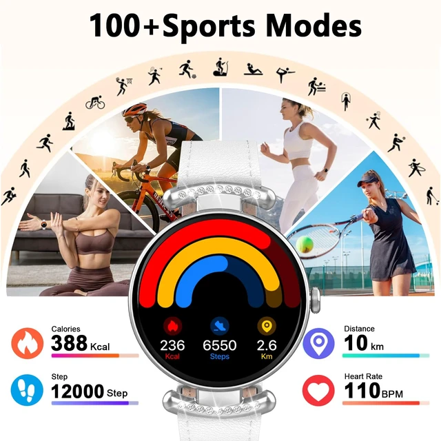 Alt view image 4 of 7 - Smart Watches for Women Android iOS, 1.2'' Fitness Trackers with Bluetooth Call (Answer/Make), Smartwatch with Heart Rate,Sleep Monitor, IP68 Waterproof,100+ Sports Mode,White and Silver