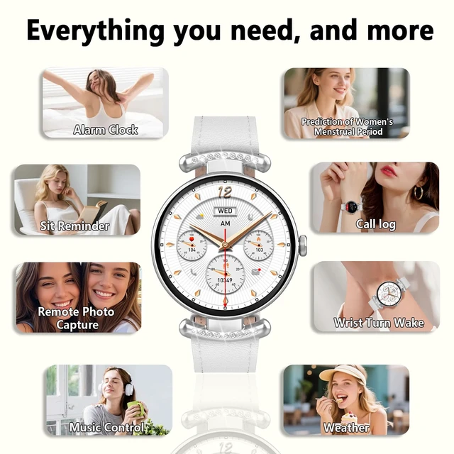 Alt view image 6 of 7 - Smart Watches for Women Android iOS, 1.2'' Fitness Trackers with Bluetooth Call (Answer/Make), Smartwatch with Heart Rate,Sleep Monitor, IP68 Waterproof,100+ Sports Mode,White and Silver