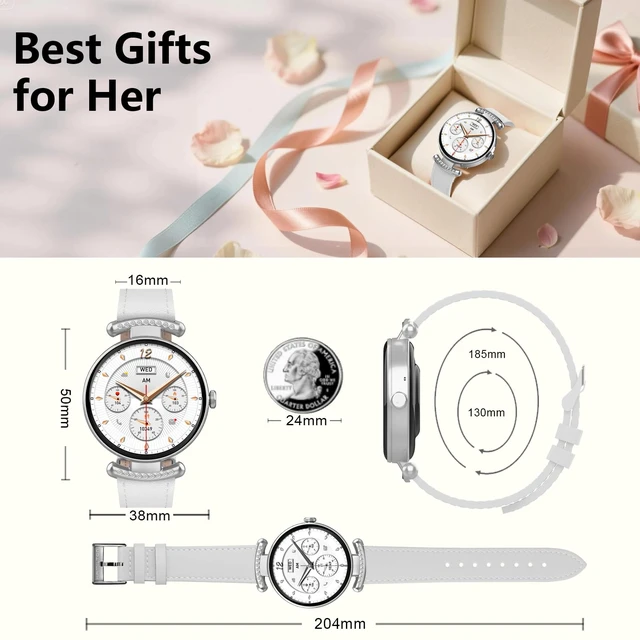 Alt view image 7 of 7 - Smart Watches for Women Android iOS, 1.2'' Fitness Trackers with Bluetooth Call (Answer/Make), Smartwatch with Heart Rate,Sleep Monitor, IP68 Waterproof,100+ Sports Mode,White and Silver