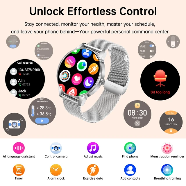 Alt view image 7 of 7 - Smart Watch for Women(Answer/Make Calls), 1.27" HD Screen Fitness Tracker with Heart Rate/Sleep Monitor, 130+ Sport Modes IP68 Waterproof Activity Tracking, Smartwatch for Android iPhone