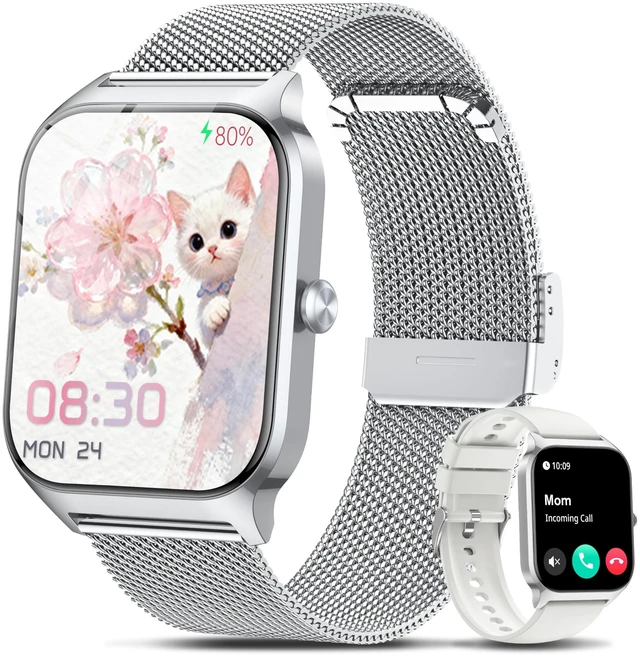 Main image of Smart Watch Women Men, 1.85" Reloj Inteligente para mujer hombre, Make/ Answer Call, Health Monitor/Blood Pressure, 110+ Sports Modes, Voice Control, IP68 Waterproof Compatible with Android & iPhone