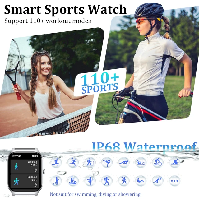 Alt view image 6 of 7 - Smart Watch Women Men, 1.85" Reloj Inteligente para mujer hombre, Make/ Answer Call, Health Monitor/Blood Pressure, 110+ Sports Modes, Voice Control, IP68 Waterproof Compatible with Android & iPhone