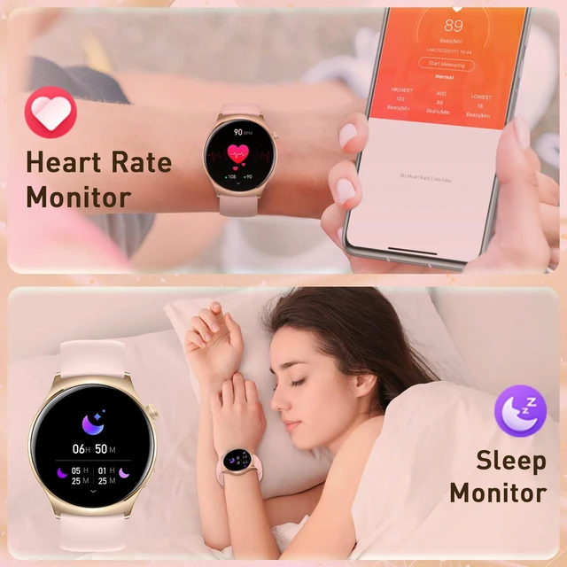 Alt view image 4 of 7 - Smart Watch for Women (Answer/Make Calls) 1.43" HD AMOLED Fitness Tracker Smartwatch for Android & iPhone Phones with Bluetooth Call/Heart Rate Sleep Monitor/120+ Sports Modes/IP68 Waterproof, Pink
