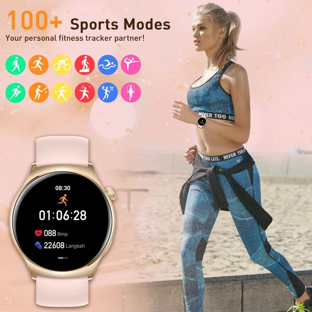 Alt view image 5 of 7 - Smart Watch for Women (Answer/Make Calls) 1.43" HD AMOLED Fitness Tracker Smartwatch for Android & iPhone Phones with Bluetooth Call/Heart Rate Sleep Monitor/120+ Sports Modes/IP68 Waterproof, Pink
