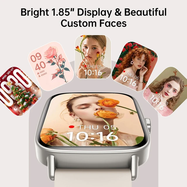 Alt view image 6 of 7 - Smart Watch for Women, Answer/Make Calls, 1.85" HD Screen, 2 Bands 110+ Sport Modes Fitness Tracker with Heart Rate/Sleep Monitor, IP68 Waterproof, Compatible iPhone/Samsung/AndroidBeige