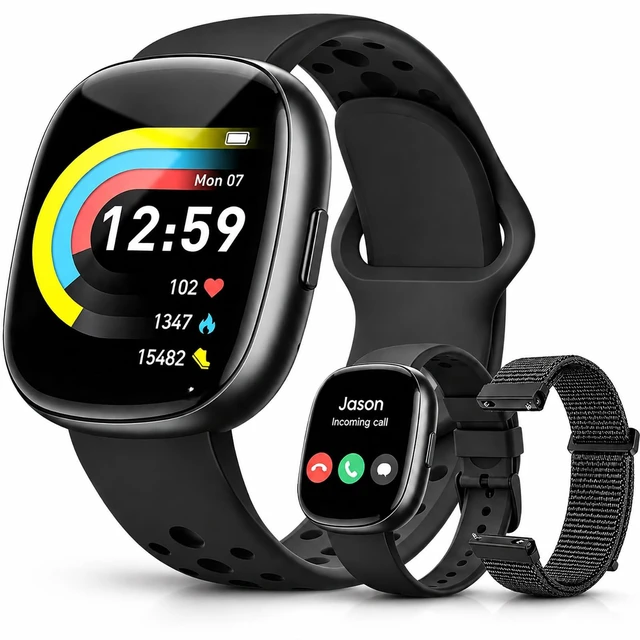 Main image of Smart Watch for Men/Women, Fitness Tracker with 120+ Sport Modes | 10 Day+Battery Life/IP68 Waterproof/3 Bands/Bluetooth Make/Answer Call/SpO2 Sleep Heart Rate Monitor/ Android iOS