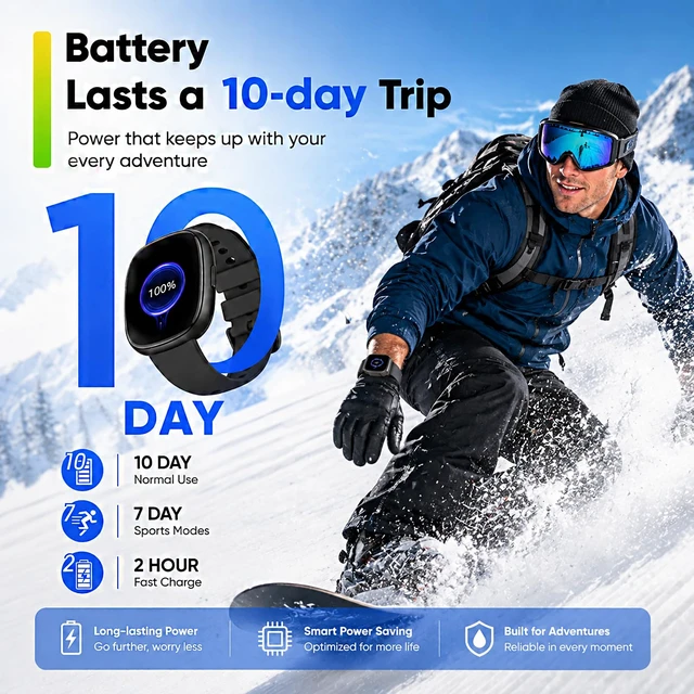 Alt view image 6 of 7 - Smart Watch for Men/Women, Fitness Tracker with 120+ Sport Modes | 10 Day+Battery Life/IP68 Waterproof/3 Bands/Bluetooth Make/Answer Call/SpO2 Sleep Heart Rate Monitor/ Android iOS