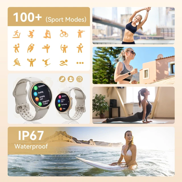 Alt view image 5 of 7 - Smart Watches for Women, Fitness Tracker with Heart Rate & SpO2 Monitor, IP67 Waterproof Activity Tracker for Men & Women, Smart Watch Works with Android and iPhone