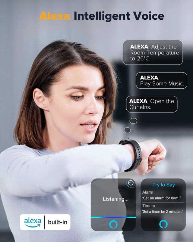 Alt view image 3 of 7 - Smart Watch for Women Men, Fitness Tracker iOS Android, Galaxy Black 1.85" HD Smartwatch, Calling, 2 Bands (Silicone+Woven), Alexa, Heart Rate/Sleep Monitor, Waterproof, Gift for Men and Women