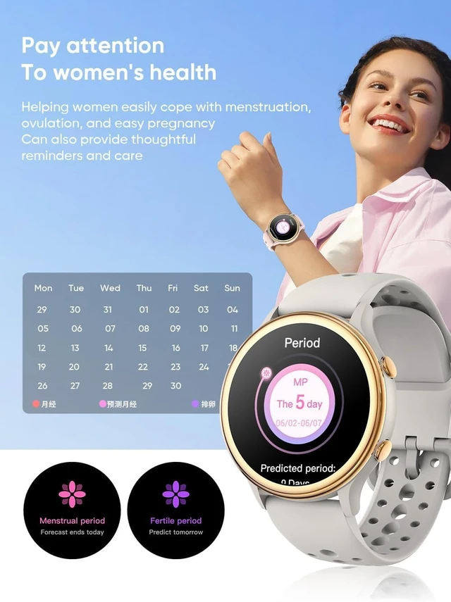 Alt view image 5 of 7 - Smart Watches for Women Android/iPhone, Fitness Trackers with Answer/Call | Step Counter/Sleep Tracker/Period/Heart Rate/SpO2 Monitor, Health Watch for 100+ Sports Modes, IP68 Waterproof, 2 Bands