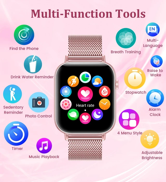 Alt view image 7 of 7 - 1.83'' Smart Watch for Women with Bluetooth Call (Answer/Dial), Activity Fitness Tracker with 100+ Sport Modes Heart Rate/Sleep Monitor Pedometer, Women Smartwatches Compatible Android Phone iPhone