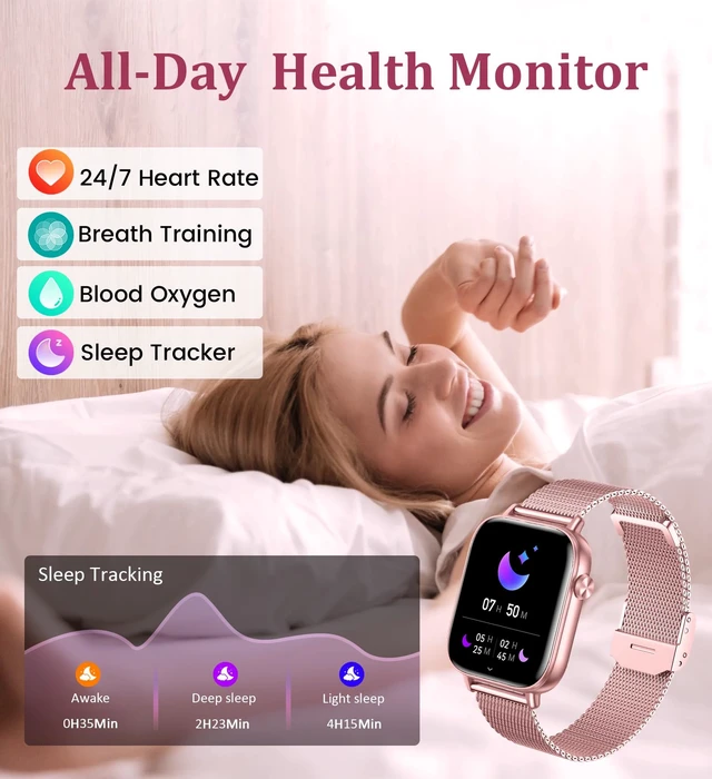 Alt view image 4 of 7 - 1.83'' Smart Watch for Women with Bluetooth Call (Answer/Dial), Activity Fitness Tracker with 100+ Sport Modes Heart Rate/Sleep Monitor Pedometer, Women Smartwatches Compatible Android Phone iPhone