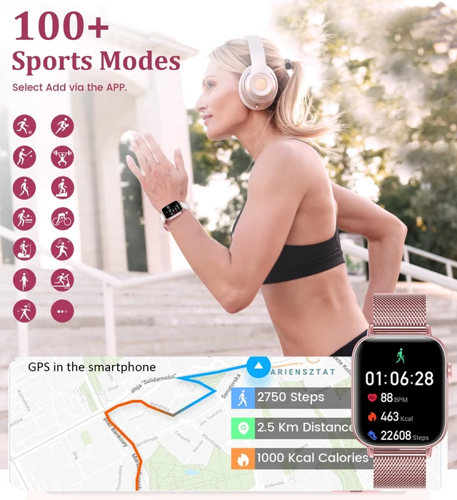 Alt view image 5 of 7 - 1.83'' Smart Watch for Women with Bluetooth Call (Answer/Dial), Activity Fitness Tracker with 100+ Sport Modes Heart Rate/Sleep Monitor Pedometer, Women Smartwatches Compatible Android Phone iPhone