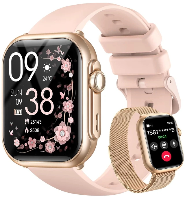 Main image of Smart Watches for Women,1.85" HD Smartwatch Fitness Trackers, with 2 Bands | 100+ Sports Mode/1000mAh Battery/Compatible iPhone or Android/Heart Rate/Sleep/Health Monitor/Answer/Make Call