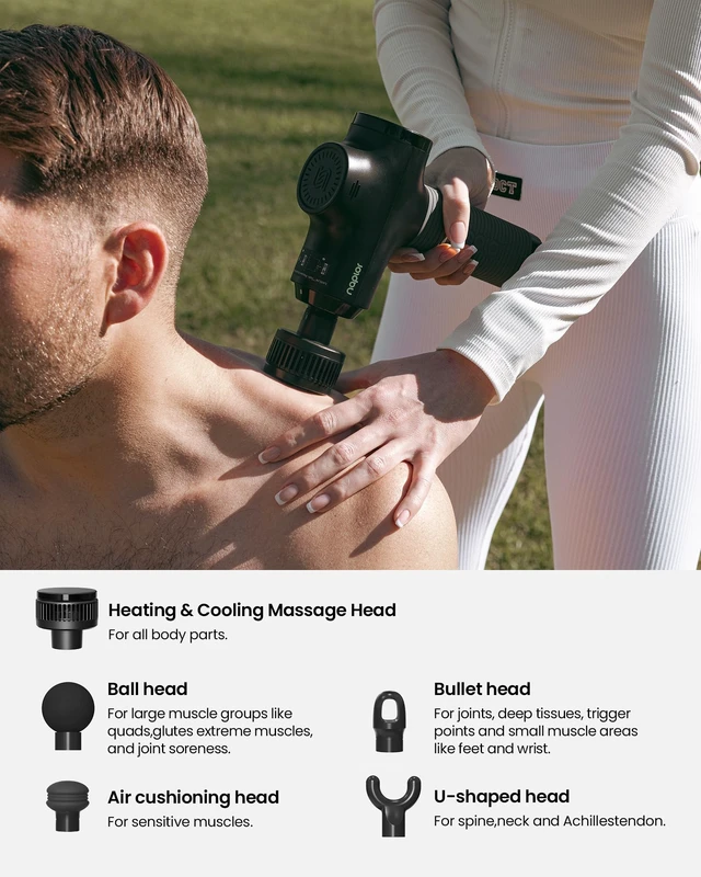 Alt view image 7 of 7 - Massage Gun with Heat and Cold, Deep Tissue Percussion Massager Gun | FSA Eligible, Muscle Back Massager Gun for Pain Relief Athletes, 10mm, LCD Display, 5 Speeds, Carrying Case, HSA Approved