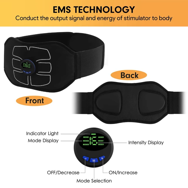 Alt view image 4 of 5 - ABS Stimulator,Ab Machine,Abdominal Toning Belt Workout Portable Ab Stimulator Home Office Fitness Workout Equipment for Abdomen Black