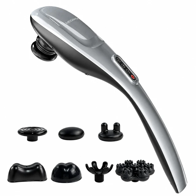 Main image of Handheld Back Massager | Deep Tissue Percussion Massage for Back, Neck, Shoulders, Waist and Legs (Cordless Silver)