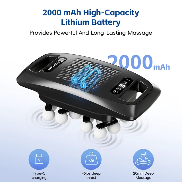 Alt view image 2 of 7 - 20-Head Massage Gun Set, Deep Tissue Percussion Massager with 9 Modes and 9 Intensities, Handheld Muscle Massager for Back, Shoulders, Legs, Foot & Body Pain Relief, Fathers Day Dad Gifts