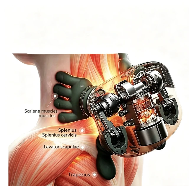Alt view image 3 of 6 - Bionic Hand Neck and Shoulder Massager with Heat 4D Shiatsu Tissue Massager | Intelligent Simulated Human Hand Design for Relax Muscles & Relieve Arm&Leg Fatigue