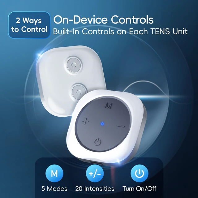 Alt view image 3 of 7 - 30 Modes Wireless TENS Unit Muscle Stimulator for Pain Relief | Dual Control, App & On-Device Buttons, TENS Machine, FSA Portable TENS Device, Back/Shoulder/Neck, HSA, Gift for Women & Men