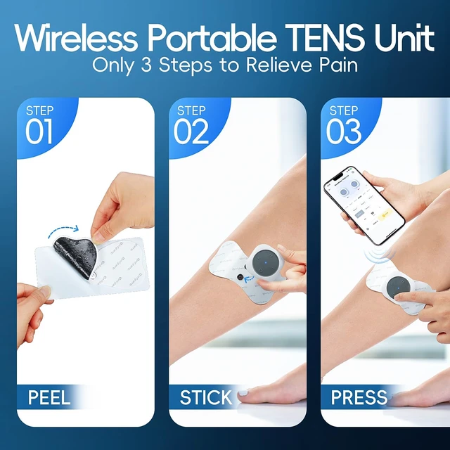 Alt view image 5 of 7 - 30 Modes Wireless TENS Unit Muscle Stimulator for Pain Relief | Dual Control, App & On-Device Buttons, TENS Machine, FSA Portable TENS Device, Back/Shoulder/Neck, HSA, Gift for Women & Men