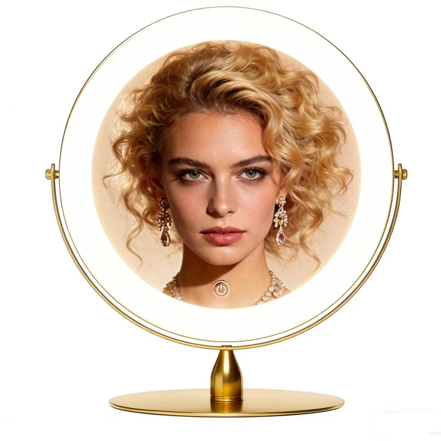 Main image of 9" Magnifying Vanity Mirror with Light, 10X/1X Makeup Mirror | tabletop vanity mirror with 3 color lighting, 360° rotation,Adjustable Brightness, 3000mAh, Double-Sided 10X/1X magnifiers