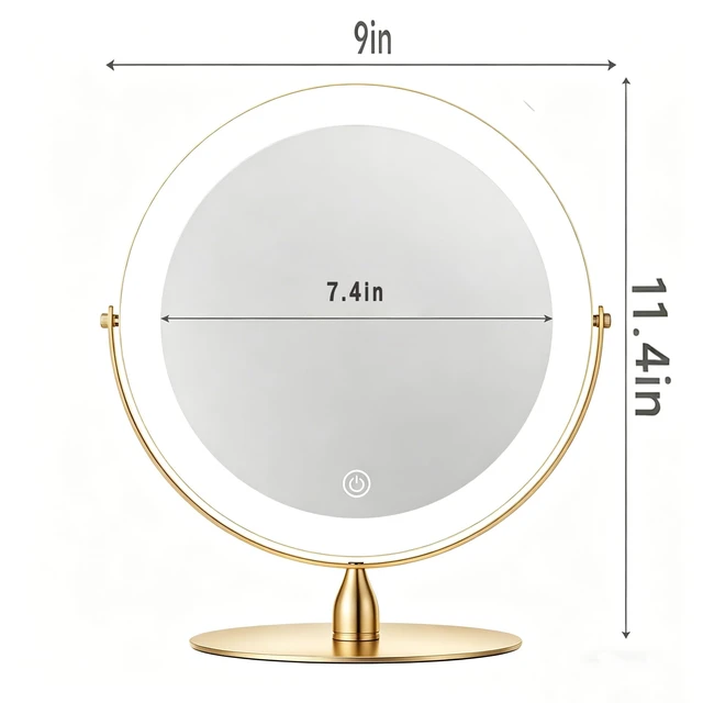 Alt view image 2 of 7 - 9" Magnifying Vanity Mirror with Light, 10X/1X Makeup Mirror | tabletop vanity mirror with 3 color lighting, 360° rotation,Adjustable Brightness, 3000mAh, Double-Sided 10X/1X magnifiers