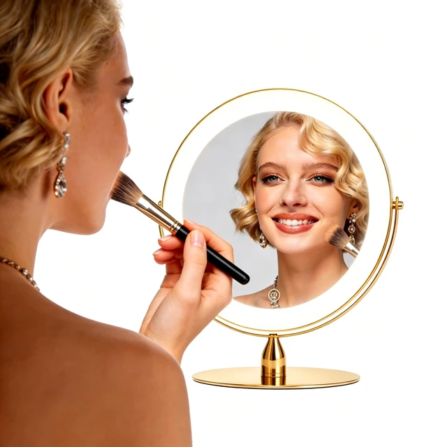 Alt view image 5 of 7 - 9" Magnifying Vanity Mirror with Light, 10X/1X Makeup Mirror | tabletop vanity mirror with 3 color lighting, 360° rotation,Adjustable Brightness, 3000mAh, Double-Sided 10X/1X magnifiers