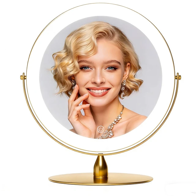 Alt view image 7 of 7 - 9" Magnifying Vanity Mirror with Light, 10X/1X Makeup Mirror | tabletop vanity mirror with 3 color lighting, 360° rotation,Adjustable Brightness, 3000mAh, Double-Sided 10X/1X magnifiers