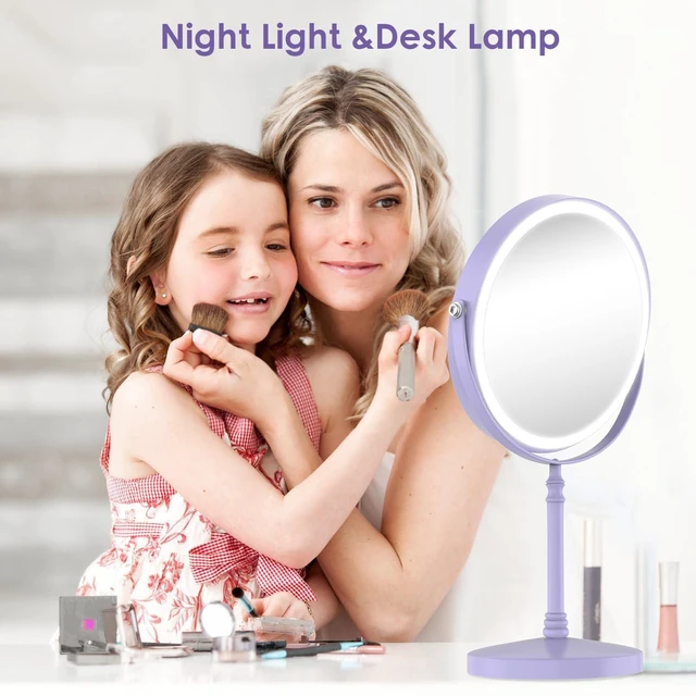 Alt view image 7 of 7 - Makeup Mirror, Rechargeable Vanity Mirror with 3 Lights, 1X/10X | Adjustable Brightness, 3000mAh, Double-Sided, Gift for Mom, Women, Wife, Girls, Dorm Room Essential