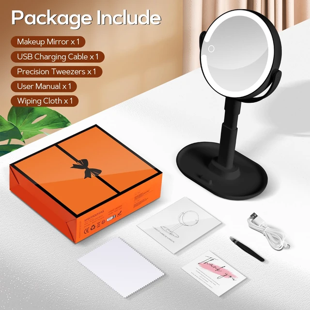 Alt view image 7 of 7 - Makeup Mirror, Double-Sided Lighted Magnifying Mirror 30X | Digital Battery Display, Height Adjustable, Tri-Color Dimming, Vanity Desk Mirror for Bedroom Dorm, Gifts for Women 3000mAh