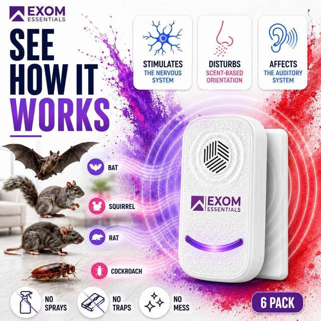Alt view image 4 of 7 - 2026 Upgraded Ultrasonic Pest Control Repeller - Indoor Plug-in ( 6 PACK ) | Mouse,Rodent,Mice,Squirrel,Bats,Insects,Bed Bugs,Ants,Fleas,Spiders,Roaches