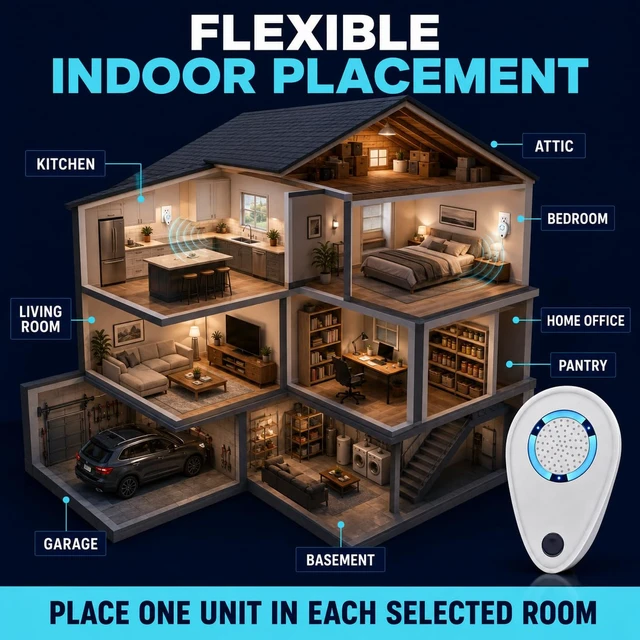 Alt view image 4 of 7 - Ultrasonic Pest Repeller for Mice, Rats and Insects, Plug-in, 2 Pack | An electric ultrasound repellent: home deterrent for mosquito, roach, rodent, bat, bee, wasp, tick, mole and earwig.