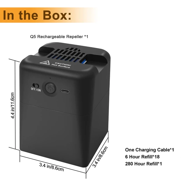 Alt view image 3 of 6 - 2-in-1 Mosquito Repellent Outdoor Patio, Rechargeable Portable Mosquito Repeller Device for Backyard, Poolside, Decks, Porches, Camping