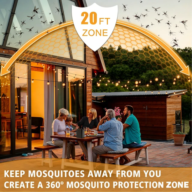 Alt view image 2 of 6 - 2-in-1 Mosquito Repellent Outdoor Patio, Rechargeable Portable Mosquito Repeller Device for Backyard, Poolside, Decks, Porches, Camping