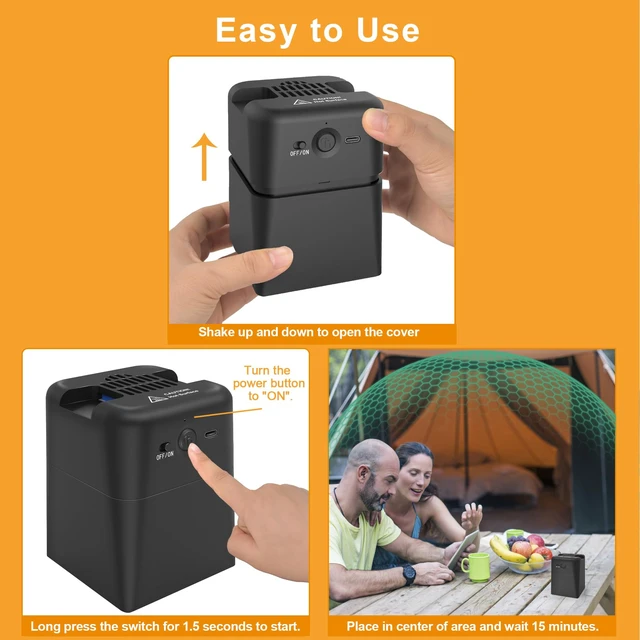 Alt view image 5 of 6 - 2-in-1 Mosquito Repellent Outdoor Patio, Rechargeable Portable Mosquito Repeller Device for Backyard, Poolside, Decks, Porches, Camping