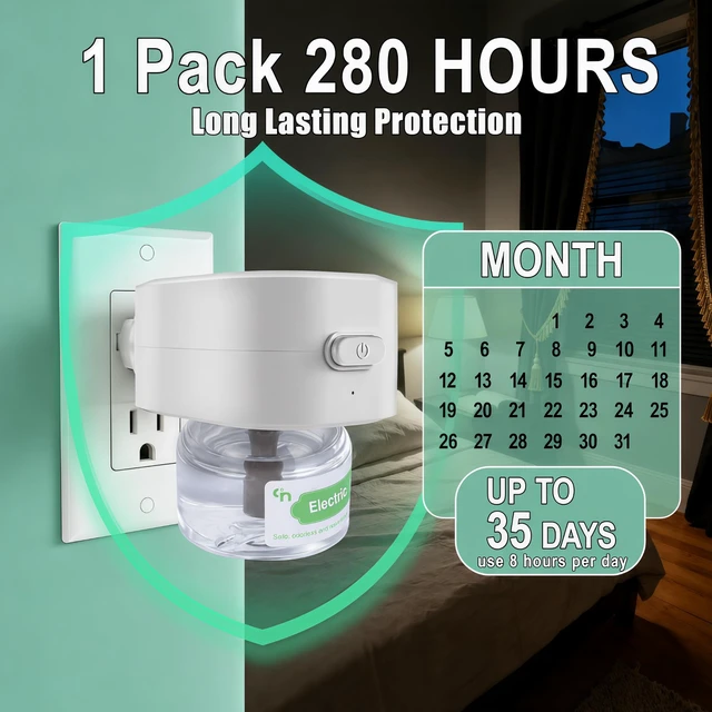 Alt view image 5 of 7 - Mosquito Repeller, Electronic Mosquito Repellent Plug in Indoor | Electric Mosquito Liquid Heater for Home, Bedroom, Office, Kitchen (White)
