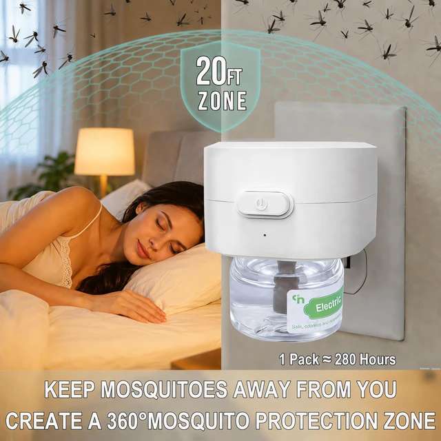 Alt view image 2 of 7 - Mosquito Repeller, Electronic Mosquito Repellent Plug in Indoor | Electric Mosquito Liquid Heater for Home, Bedroom, Office, Kitchen (White)