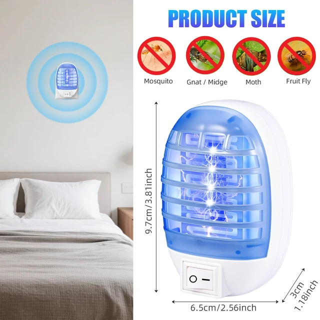 Alt view image 3 of 7 - Bug Zapper Indoor Plug in Mosquito Zapper Powerful Electric Flying Insect Trap with Purple Light for Mosquitoes, Gnats, Flies- Safe Around Kids/Pets,Low Energy,Easy Clean,Compact Design,4 Pack