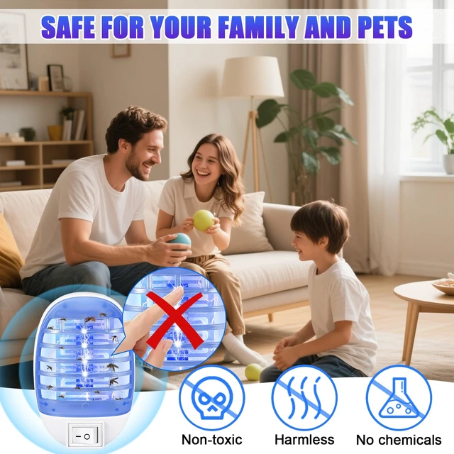 Alt view image 6 of 7 - Bug Zapper Indoor Plug in Mosquito Zapper Powerful Electric Flying Insect Trap with Purple Light for Mosquitoes, Gnats, Flies- Safe Around Kids/Pets,Low Energy,Easy Clean,Compact Design,4 Pack
