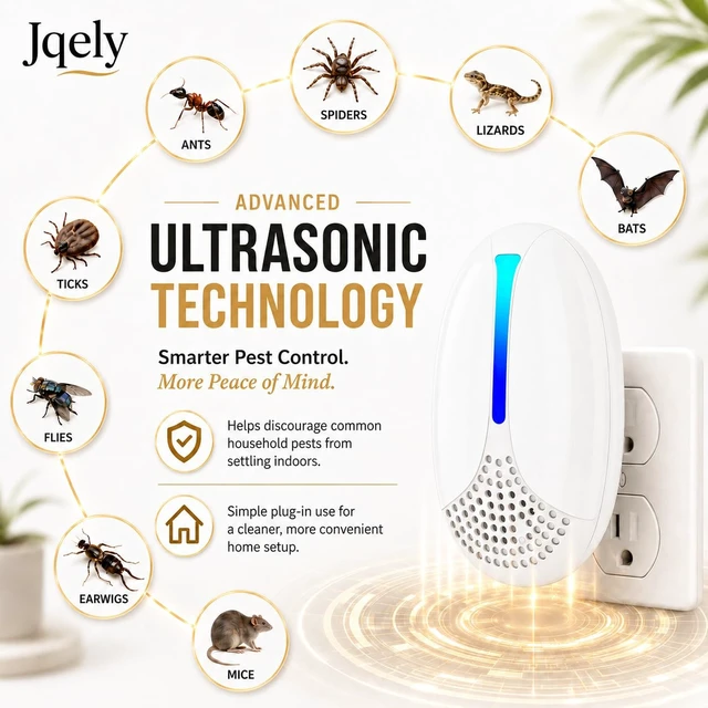 Alt view image 2 of 7 - 2026 Upgraded Ultrasonic Pest Repeller Indoor, Plug-in Mouse Traps, WHT 6P | Electronic Pest Control for Mouse, Rat, Ant, Roach, Spider, Mosquito and Bug in Home, Office, Store, Garage and Kitchen