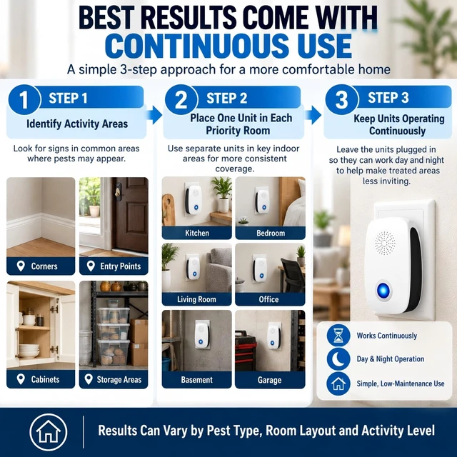 Alt view image 3 of 7 - 8 Pack Pest Repellent Ultrasonic Plug in Ultrasonic Pest Control Repeller | Electronic Mice Repellent Indoor Rodent & Insect Deterrent for Roaches,Rats,Bugs,Spiders,Mosquitoes for House,Garage,Office