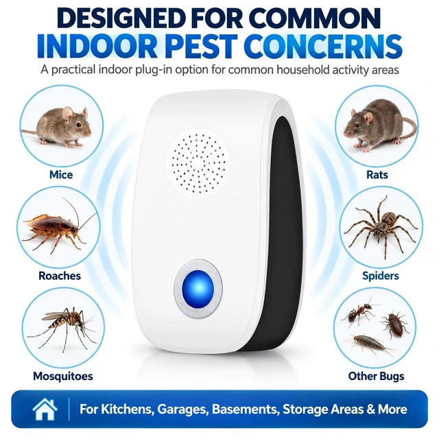 Alt view image 2 of 7 - 8 Pack Pest Repellent Ultrasonic Plug in Ultrasonic Pest Control Repeller | Electronic Mice Repellent Indoor Rodent & Insect Deterrent for Roaches,Rats,Bugs,Spiders,Mosquitoes for House,Garage,Office