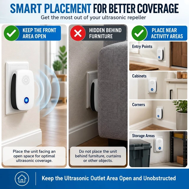 Alt view image 7 of 7 - 8 Pack Pest Repellent Ultrasonic Plug in Ultrasonic Pest Control Repeller | Electronic Mice Repellent Indoor Rodent & Insect Deterrent for Roaches,Rats,Bugs,Spiders,Mosquitoes for House,Garage,Office