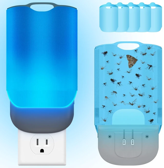 Main image of Flying Insect Trap for Indoors Plug-in Bug Catcher with UV Light for Fruit Flies, Gnats, Mosquitoes Safe for Kitchen & Home Plug in Insect Killer Device (1 Device with 5 Refills)