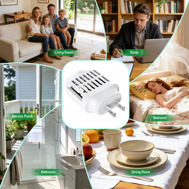 Alt view image 4 of 7 - Indoor Plug in Mosquito Repellent Device, Electric Mosquito Repellent Indoor Home Use, Mosquito Repeller for Bedroom Living Room Office Hotel Travel