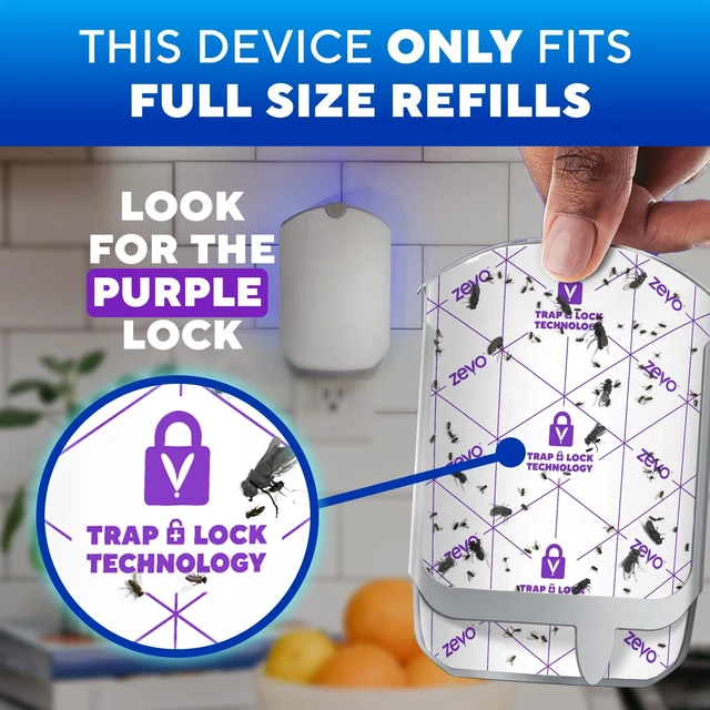 Alt view image 4 of 7 - Flying Insect Trap for Fruit Flies & Gnats, 1 Plug-in Base & 1 Refills | Catches Fruit Flies & Gnats Near Fruit Bowls & Trash Bins, Spray-Free, Odor-Free, Blue & UV Light Trap, Safe for Kids & Pets*